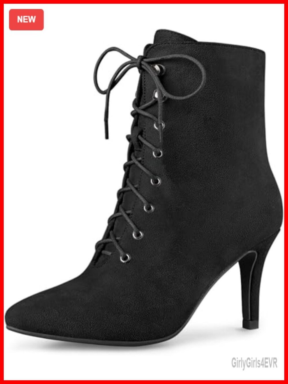Pointy Toe Lace Up Zip Stiletto Heel Ankle Booties Faux Suede